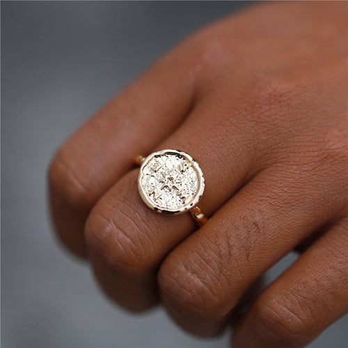 Bohemian Gold or Silver Hammered Compass Ring