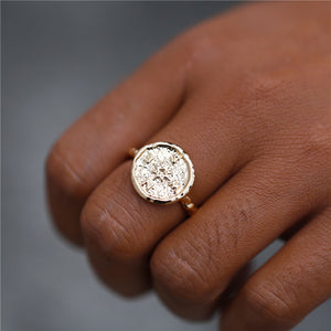 Bohemian Gold or Silver Hammered Compass Ring
