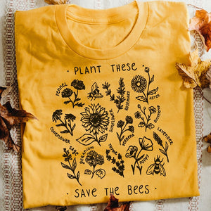"Plant These Save the Bees" Harajuku T-shirt