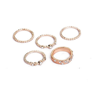 Beautiful 5pc Crystal Stack Ring Set