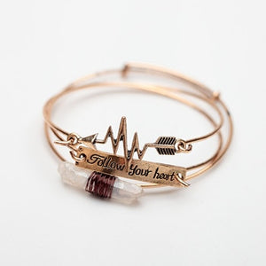 "Follow Your Heart" 3pc Wire Bangle Set