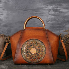 Beautiful, handmade, mandala inspired genuine leather handbag in 3 colors.