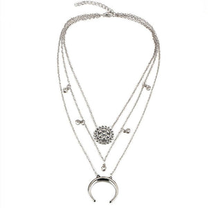 2pc Layered Moon & Pendant Necklace