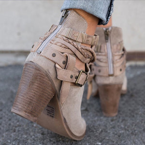 Buckled and Braided Ankle Boots