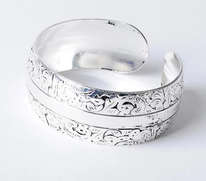 Ethnic Bohemian Silver Cuff Bracelet.