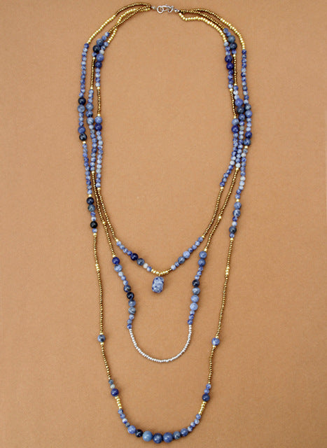Handmade Semi-precious Stone Layered Necklace
