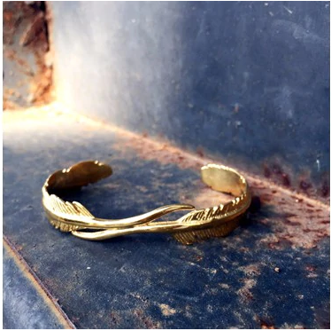 Gold Feather Cuff Bracelet