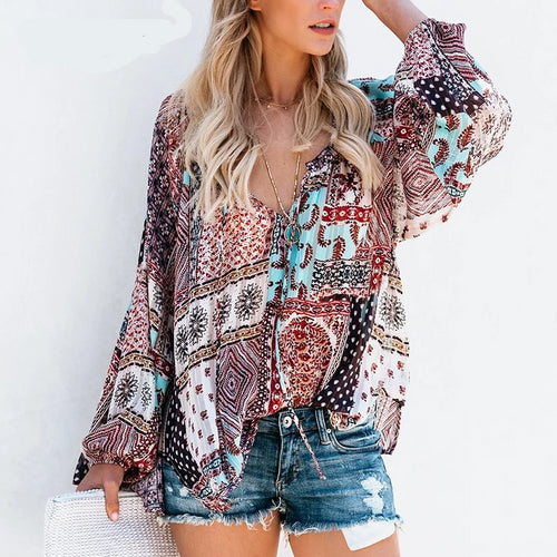 Easy-breezy Bohemian Patterned Blouse