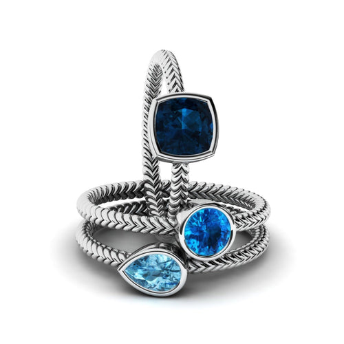 Beautiful 3-in-1 Sapphire Ring Set