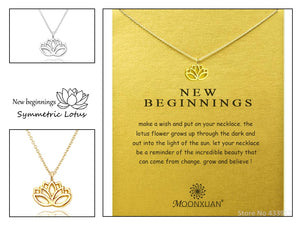 Minimalist Inspirational Sun & Moon or Lotus Necklace for the Free Spirited Woman