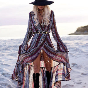 Long Bohemian Summer Wrap Dress.  3 prints to choose from.