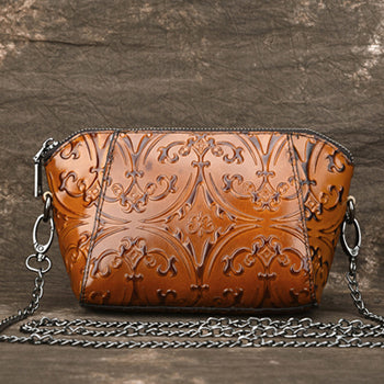 Leather Tooled and Embossed Crossbody Bag