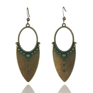 Beautiful Bohemian Tribal Drop Earrings. Available in Antique Gold, Bronzed, and Patina