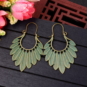 Bohemian Feathered Leaf Drop Earrings