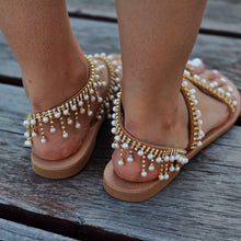 Vintage Boho Pearl-Beaded Sandals