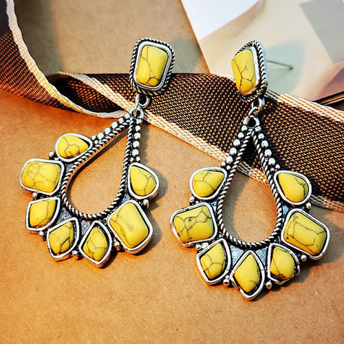 Yellow Magnesite Bohemian Earrings